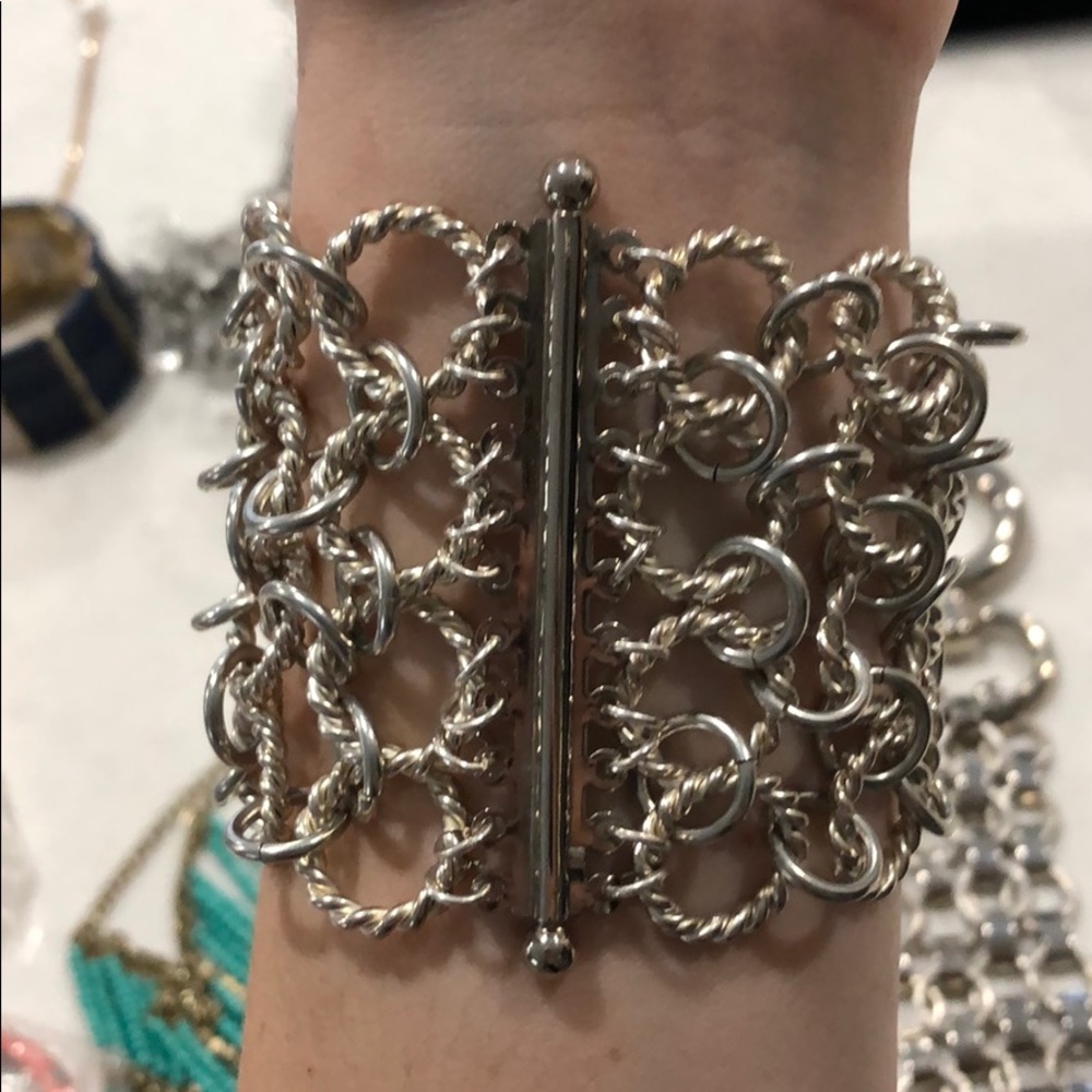 Silver Chunky Statement Bracelet - image 2